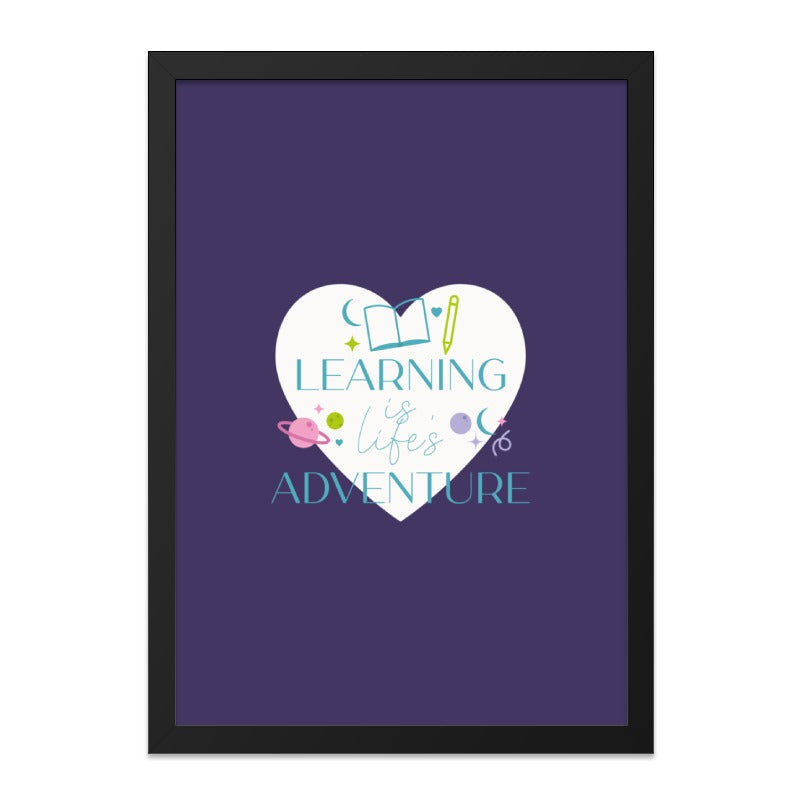 Learning is Life's Adventure Wall Art, Kids Room Decor, Educational Print, Classroom Poster, Heart Wall Art, Space Wall Art - Tawshia