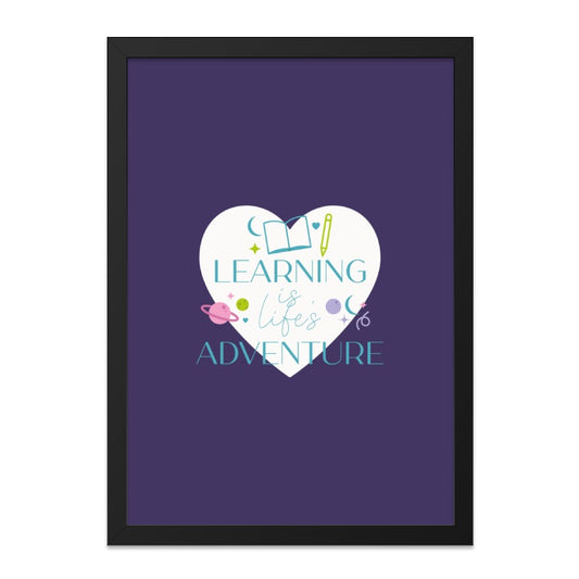 Learning is Life's Adventure Wall Art, Kids Room Decor, Educational Print, Classroom Poster, Heart Wall Art, Space Wall Art - Tawshia