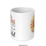 Sunflower Mug, Inspirational Quote, Be the Change, Floral Coffee Mug, Gift Idea, Positive Vibes, Motivation Mug - Tawshia