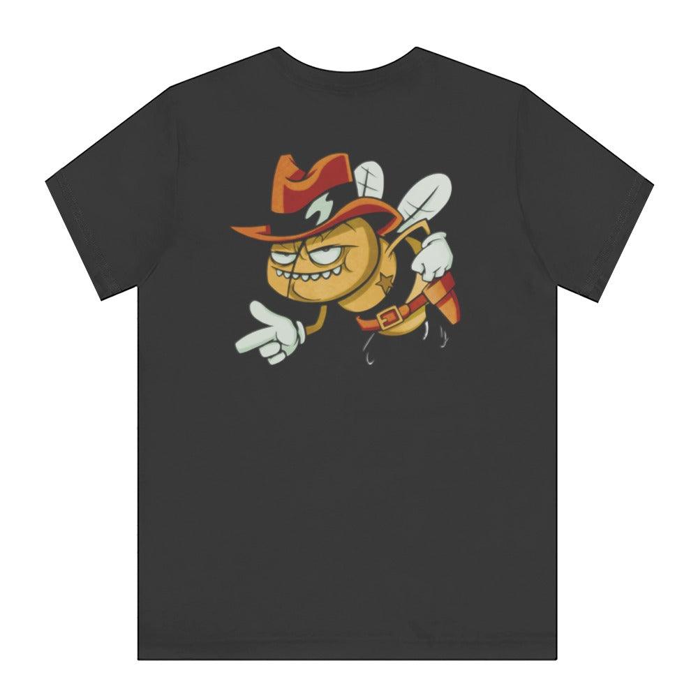 Playful Cartoon Cowboy Bee Back Design T-shirt product type