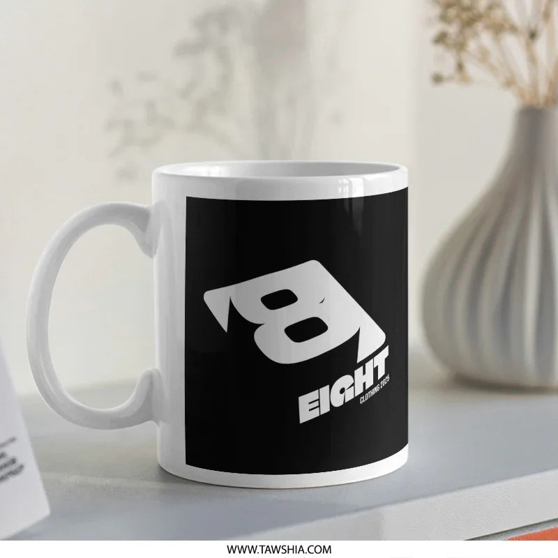 EIGHT Number 8 Themed Black and White Coffee Mug product