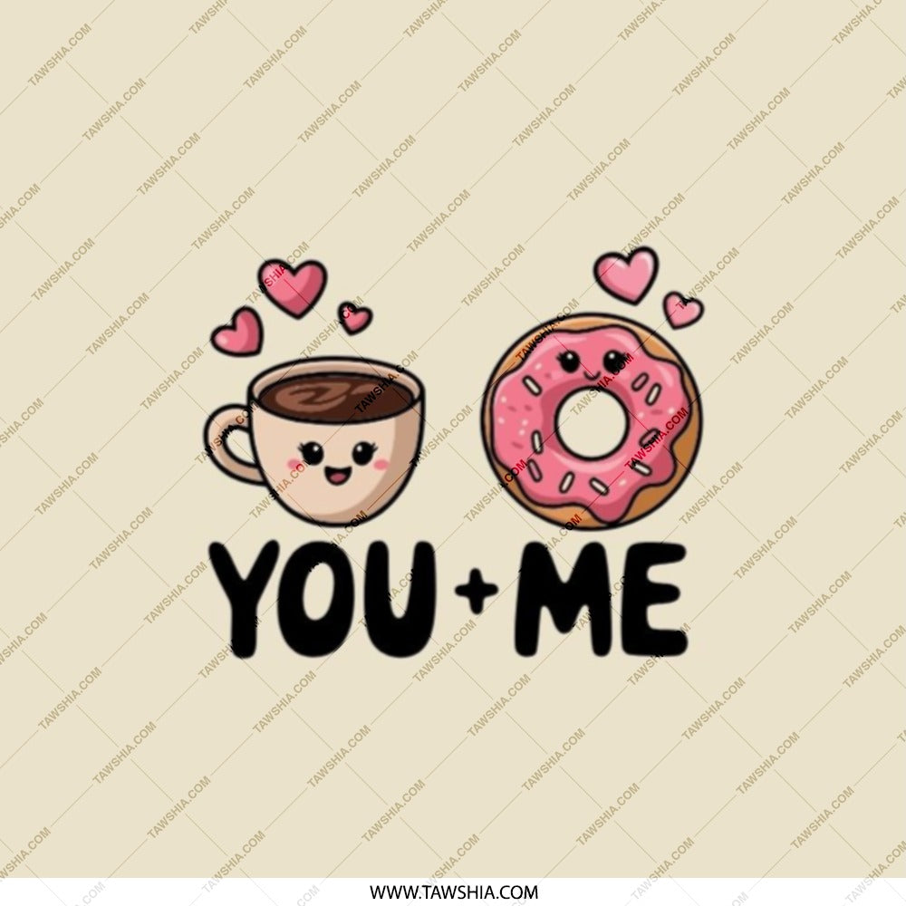 You and Me Pocket Mirror, Donut and Coffee, Cute Couple Gift, Kawaii Compact Mirror, Gift for Her, Makeup Mirror, Bridesmaid Gift - Tawshia