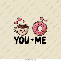 You and Me Pocket Mirror, Donut and Coffee, Cute Couple Gift, Kawaii Compact Mirror, Gift for Her, Makeup Mirror, Bridesmaid Gift - Tawshia