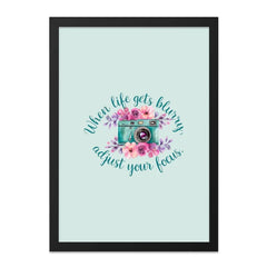 Camera Wall Art Print, Floral Photography Poster, Blurry Life Quote, Inspirational Decor, Focus Wall Hanging, Home Office, Gift for - Tawshia