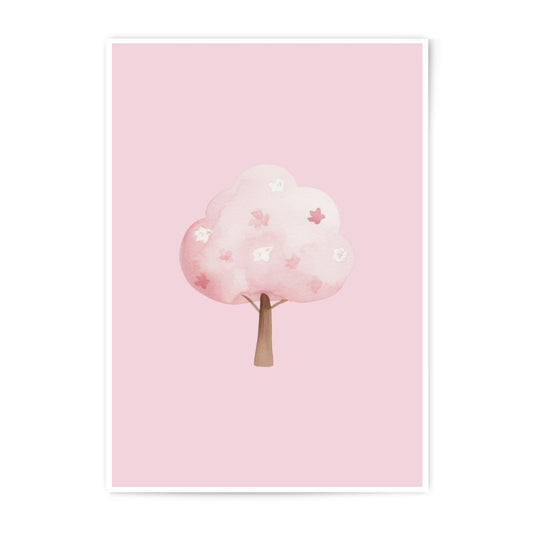 Pink Cherry Blossom Tree Photographic Print, Watercolor Art Print, Pastel Nursery Decor, Spring Wall Art, Floral Home Decor - Tawshia