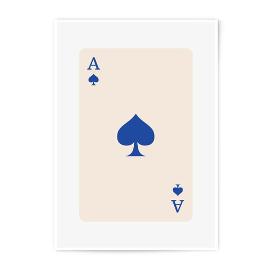 Ace of Spades Photographic Print, Card Game Art, Minimalist Design, Blue Spade Art, Lucky Art, Ace Card Print, Game Room Decor - Tawshia