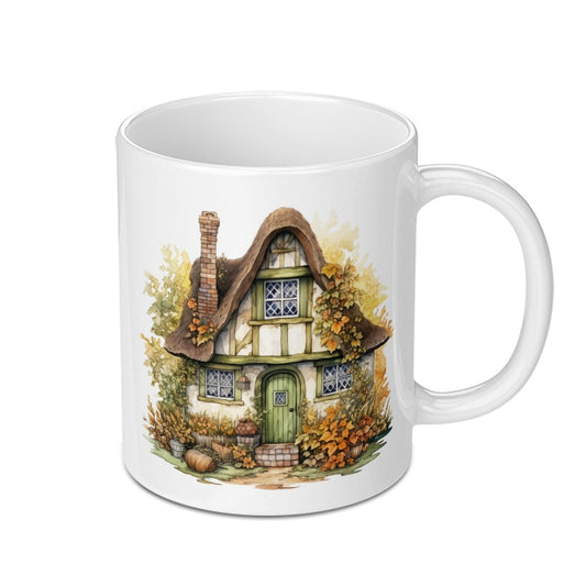 Cottagecore Mug, Watercolor Cottagecore, Cute Cottage Mug, Whimsical Home Decor, Gift for Her, Fall Cottage Mug, Autumn Theme Mug - Tawshia