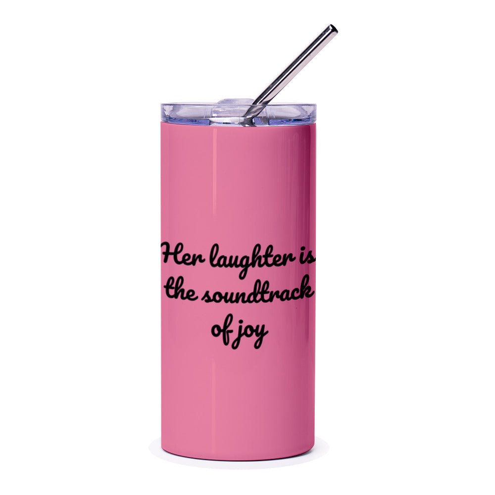 Laughter Soundtrack Tumbler, Joyful Gift, Positive Quote Tumbler, Gift for Her, Inspirational Tumbler, Pink Tumbler, Unique Tumbler - Tawshia