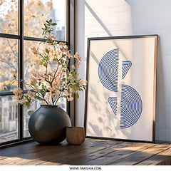Abstract Geometric Wall Art, Navy Blue Circle Triangle Print, Modern Minimalist Home Decor, Contemporary Art, Wall Decor - Tawshia