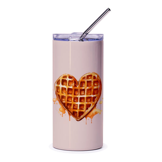 Waffle Heart Tumbler, Food Lover Gift, Cute Tumbler, Unique Design Tumbler, Gift for Her, Valentine's Day Present, Heart Tumbler - Tawshia