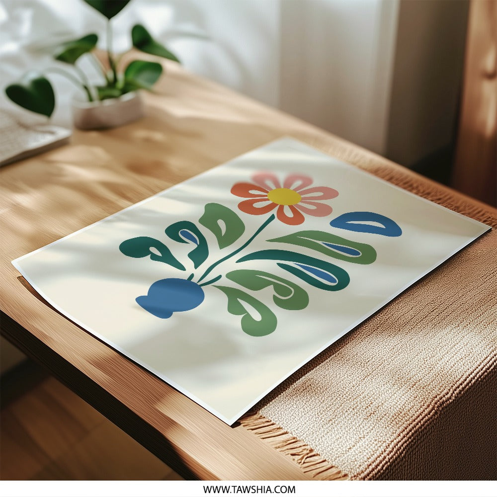Retro Flower Photographic Print, 70s Floral Art, Cute Flower Illustration, Botanical Wall Art, Home Decor, Aesthetic Prints, Floral Poster - Tawshia