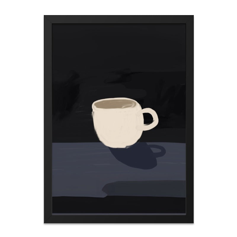Coffee Cup Wall Art, Minimalist Art Print, Kitchen Decor, Coffee Lover Gift, Modern Wall Decor, Dark Background Wall Hanging - Tawshia