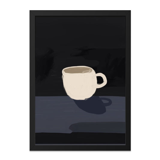 Coffee Cup Wall Art, Minimalist Art Print, Kitchen Decor, Coffee Lover Gift, Modern Wall Decor, Dark Background Wall Hanging - Tawshia