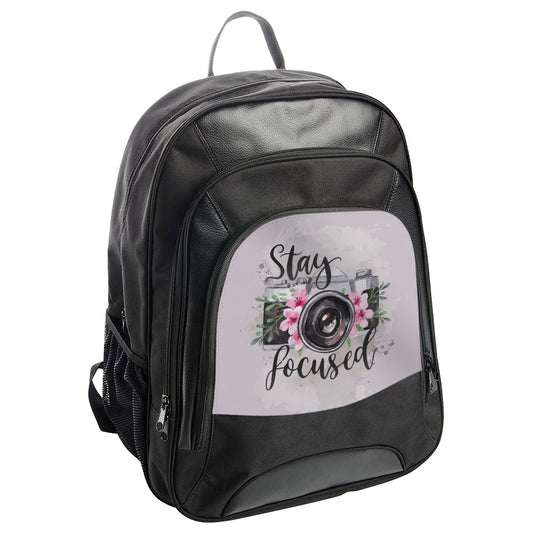 Stay Focused Camera Floral Backpack, Photography Lover Rucksack, Inspirational School Bag, College Travel Backpack, Gift For Photographer - Tawshia