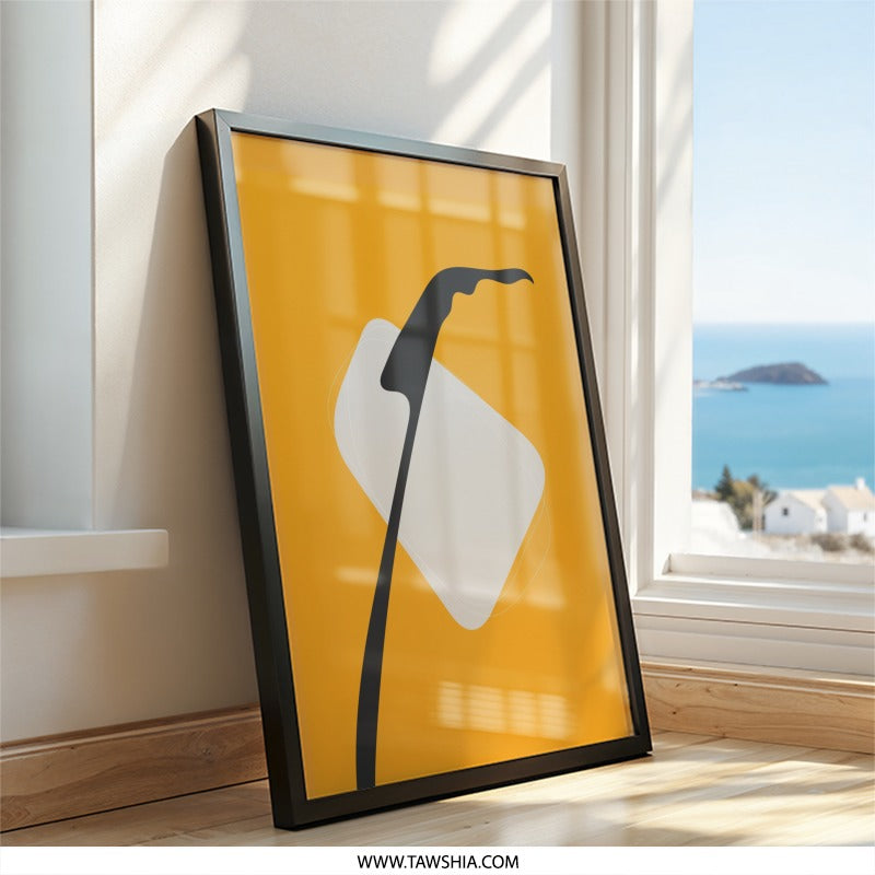 Abstract Plant Wall Art, Modern Art Print, Minimalist Home Decor, Yellow and Black, Contemporary Wall Decor - Tawshia