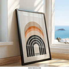 Abstract Rainbow Wall Art, Modern Geometric Print, Neutral Tone Art, Minimalist Home Decor, Boho Wall Decor, Arches Poster - Tawshia
