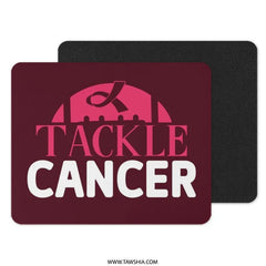 Tackle Cancer Mouse Pad, Awareness Ribbon, Fight Cancer, Hope Mousepad, Computer Accessory, Desk Decor, Gift Idea, Burgundy and Pink - Tawshia