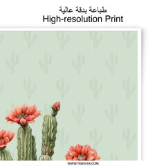 Cactus Photographic Print, Flowering Cactus Art, Desert Home Decor, Southwestern Print, Botanical Photo, Unique Wall Art, Green Cactus - Tawshia