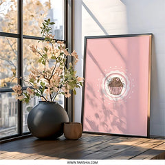 Cute Cupcake Wall Art, Pink Dessert Print, Kawaii Food Decor, Sweet Treat Art Print, Nursery Wall Decor, Kitchen Wall Art, Gift Idea - Tawshia