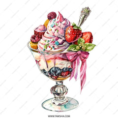 Ice Cream Sundae Tote Bag, Dessert Tote, Fruit Parfait Bag, Sweet Treat Tote, Food Lover Gift, Stylish Grocery Bag, Reusable Shopping Bag - Tawshia