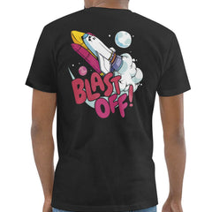 Blast Off Rocket Graphic Black T-shirt Product