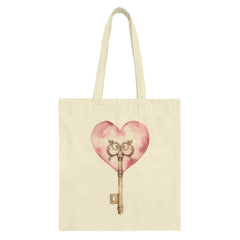 Heart Key Tote Bag, Watercolor Heart, Love Key, Romantic Gift, Everyday Bag, Unique Design, Valentines Gift - Tawshia