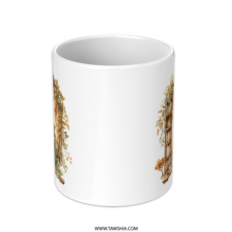 Cozy Reading Nook Mug, Book Lover Gift, Autumn Leaves Coffee Mug, Literary Mug, Home Decor Mug, Gift for Reader, Relaxing Mug, Bookworm Mug - Tawshia