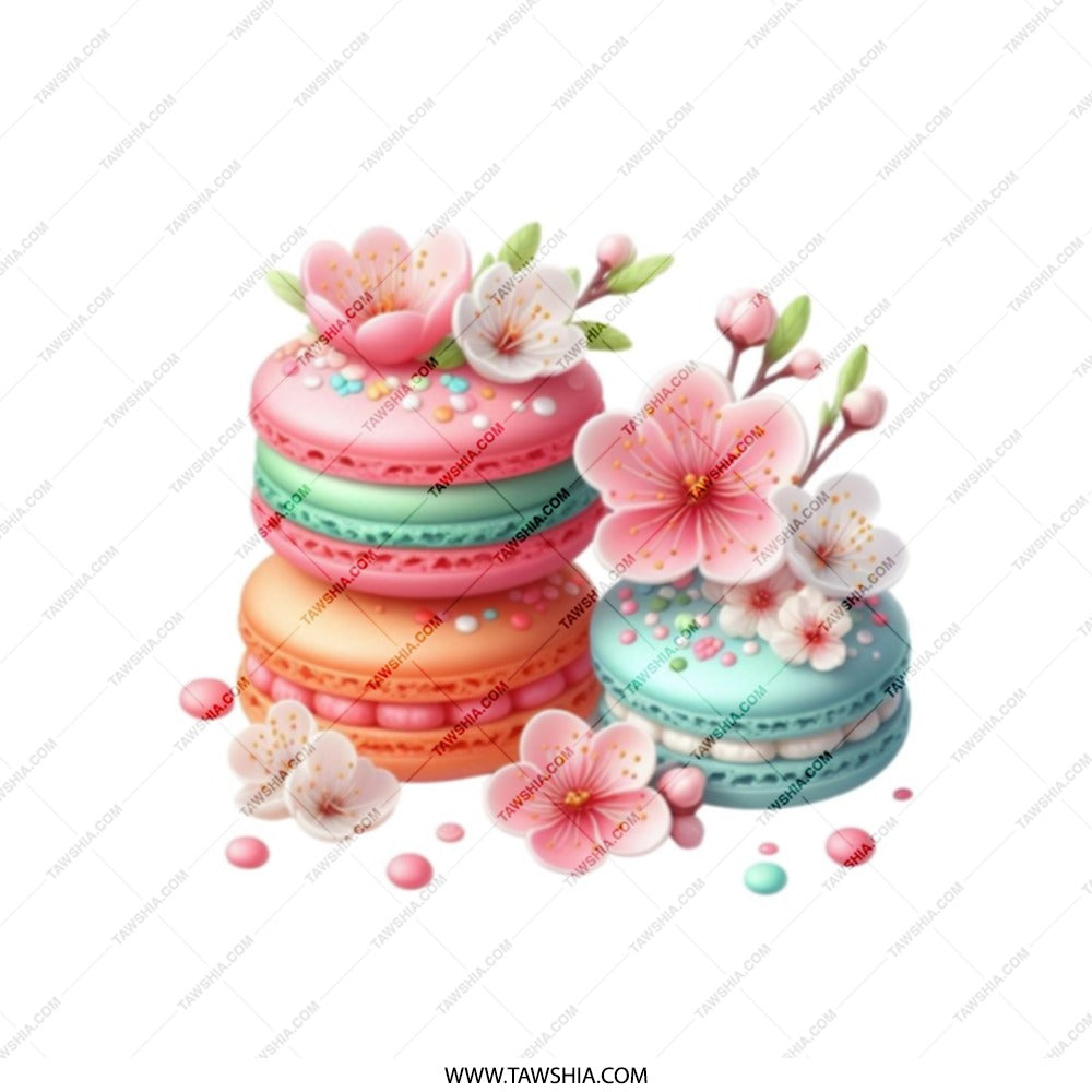 Macaron Stack Tote Bag, Cherry Blossom Design, Cute Foodie Gift, Pastel Dessert Art, Whimsical Illustration, Everyday Bag, Book Bag - Tawshia