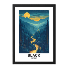 Black Forest Wall Art, Moonlit Landscape Print, Mountain River Scene, Nature Wall Decor, Home Decor Art - Tawshia