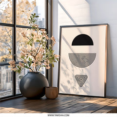 Geometric Wall Art, Abstract Shapes Print, Minimalist Art Decor, Modern Home Artwork, Contemporary Wall Hanging, Simple Design Poster - Tawshia