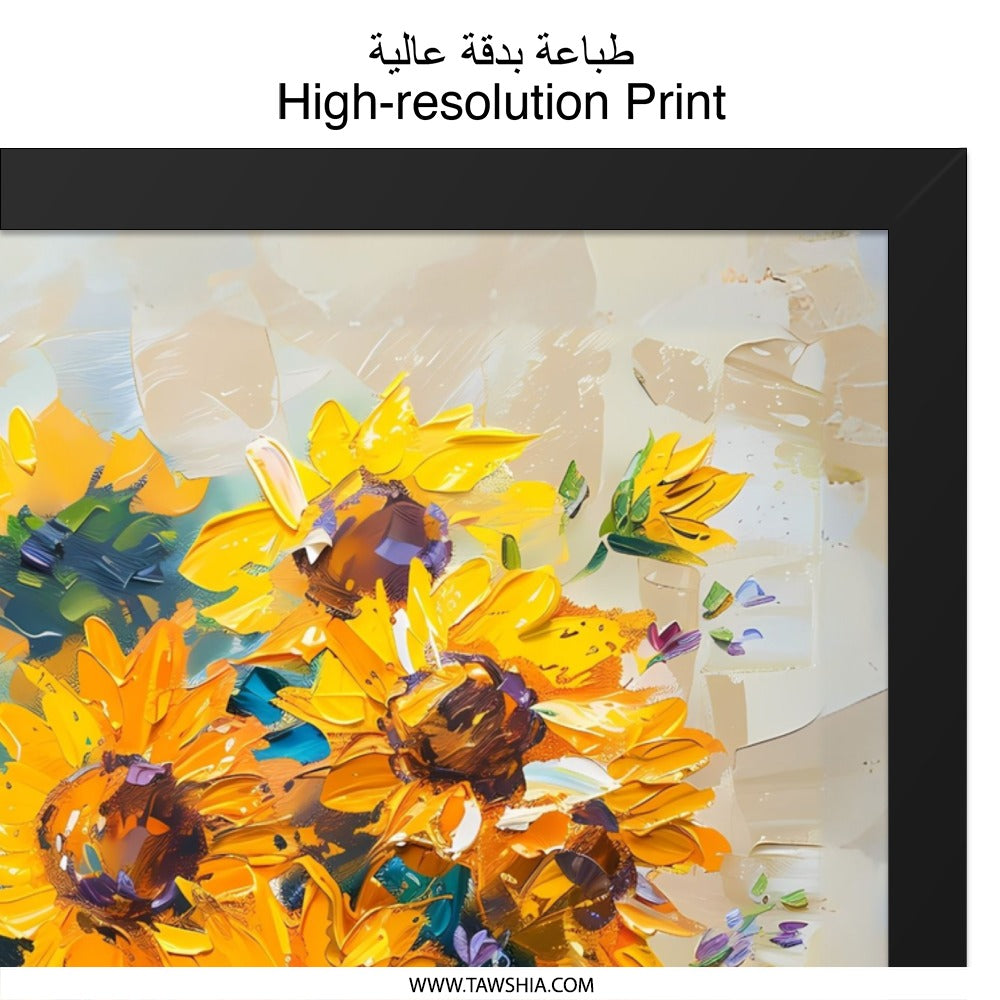 Sunflower Wall Art, Floral Oil Painting, Jar Art, Flower Painting, Summer Decor, Botanical Art Print, Kitchen Wall Decor, Sunflower Artwork - Tawshia
