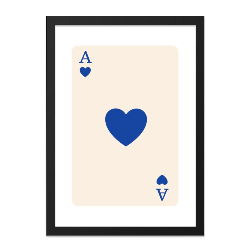 Ace of Hearts Wall Art, Playing Card Print, Casino Decor, Modern Art, Card Game Poster, Minimalist Wall Decor - Tawshia