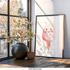 Kawaii Cotton Candy Wall Art, Ice Cream Print, Cute Foodie Decor, Kid's Room Art, Nursery Decor, Sweet Treat Poster - Tawshia