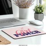 Girl Power Mouse Pad, Feminist Desk Decor, Motivational Office Gift, Women Empowerment, Computer Accessory, Pink and Navy, Chic Workspace - Tawshia