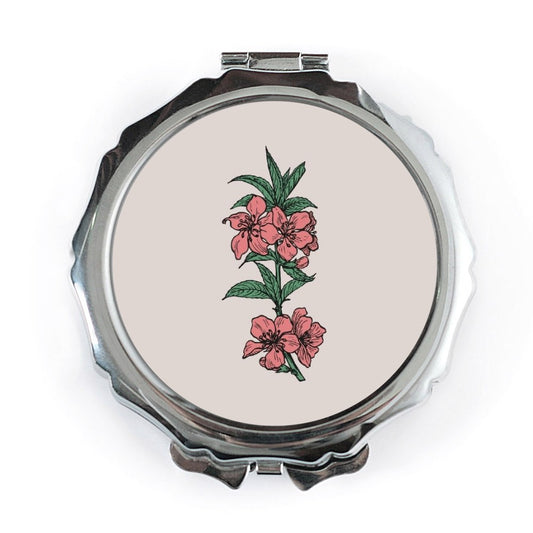 Floral Pocket Mirror, Pink Cherry Blossom Compact Mirror, Botanical Gift, Flower Makeup Mirror, Purse Mirror - Tawshia