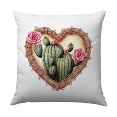Cactus Heart Pillow, Flower Pillow, Southwestern Decor, Botanical Pillow, Desert Pillow, Nature Pillow, Floral Cactus Pillow - Tawshia