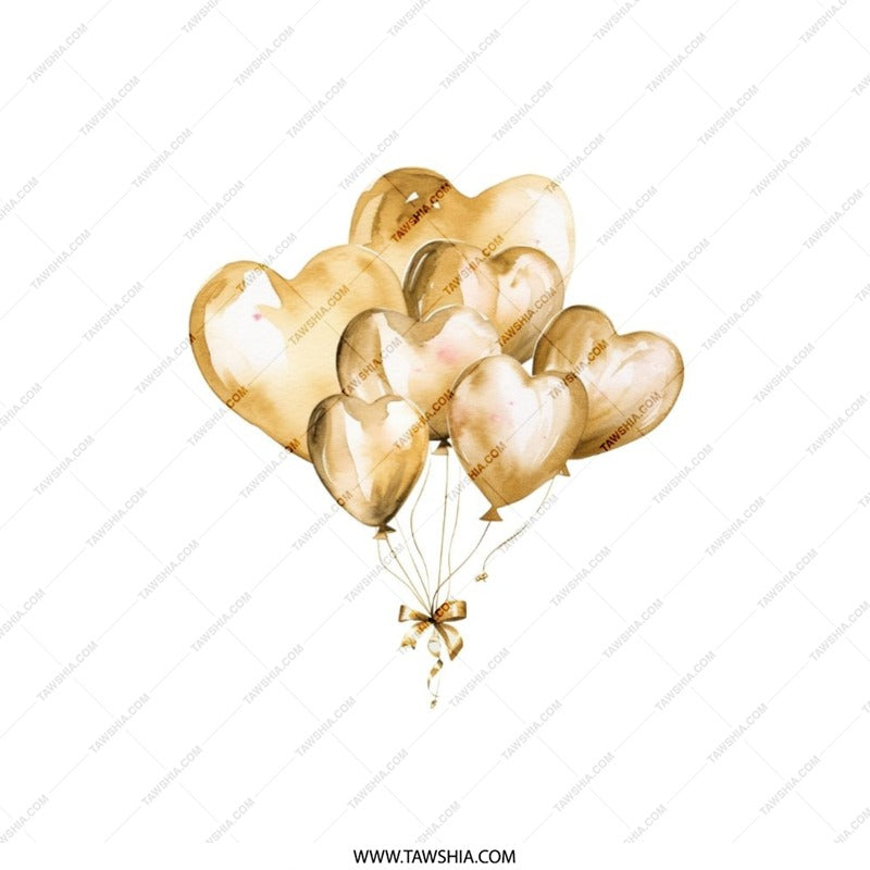 Golden Heart Balloons Pillow, Romantic Throw Pillow, Love Balloons Cushion, Decorative Pillow for Home Decor, Anniversary Gift - Tawshia