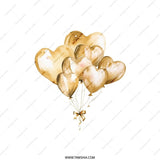 Golden Heart Balloons Pillow, Romantic Throw Pillow, Love Balloons Cushion, Decorative Pillow for Home Decor, Anniversary Gift - Tawshia