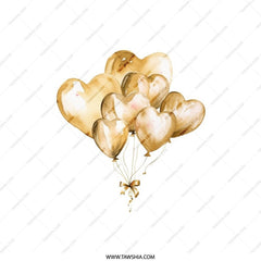 Golden Heart Balloons Pillow, Romantic Throw Pillow, Love Balloons Cushion, Decorative Pillow for Home Decor, Anniversary Gift - Tawshia