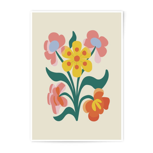 Floral Photographic Print, Colorful Flower Art, Botanical Wall Decor, Retro Inspired Art Print, Floral Illustration, Flower Bouquet Art - Tawshia