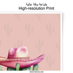 Cactus Photographic Prints, Pink Hat Art, Desert Bloom, Southwest Decor, Botanical Print, Floral Cactus Art, Western Prints, Home Decor - Tawshia