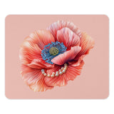 Poppy Mouse Pad, Floral Desk Mat, Office Decor, Unique Mousepad, Pearl Flower, Stylish Computer Accessory, Gift for Her, Pink - Tawshia