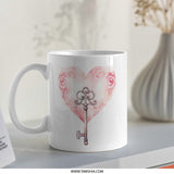 Heart and Key Mug, Romantic Gift Idea, Valentine's Day Mug, Unique Coffee Mug, Special Occasion Present, Elegant Design Cup - Tawshia