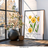 Black Eyed Susan Wall Art, Floral Art Print, Botanical Wall Decor, Modern Flower Print, Yellow Flower Art, Daisy Flower Art - Tawshia