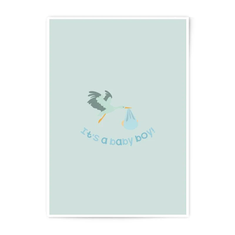 It's a Baby Boy Photographic Prints, Stork Art Print, Newborn Gift, Nursery Wall Decor, Baby Shower Decor, Modern Baby Art Print - Tawshia
