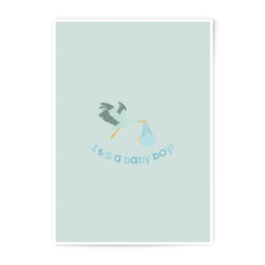 It's a Baby Boy Photographic Prints, Stork Art Print, Newborn Gift, Nursery Wall Decor, Baby Shower Decor, Modern Baby Art Print - Tawshia