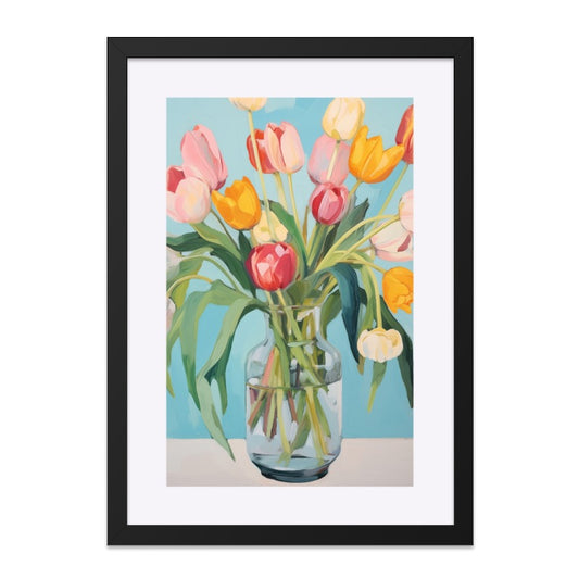 Tulip Painting Wall Art, Floral Art Print, Colorful Tulips, Flower Bouquet Still Life, Modern Home Decor - Tawshia