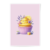 Lemon Cupcake Photographic Print, Floral Art, Kitchen Decor, Dessert Wall Art, Sweet Treat Prints, Lavender Flower Print - Tawshia