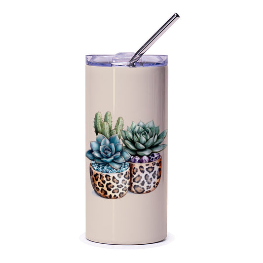 Succulent Tumbler, Cactus Plant Tumbler, Leopard Print Planter Tumbler, Trendy Drinkware, Gift Idea, Unique Tumblers, Plant Lover Gift - Tawshia