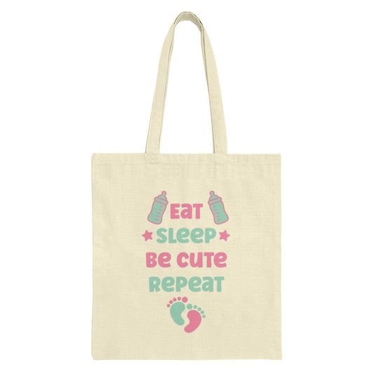 Cute Baby Tote Bag, Eat Sleep Be Cute Repeat, New Parent Gift, Baby Shower Gift, Mom Life, Reusable Shopping Bag, Funny Mom Tote - Tawshia